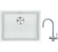 Conjunto grifo de cocina Franke Eos 120.0179.979, fregadero de granito Franke Maris 125.0686.719