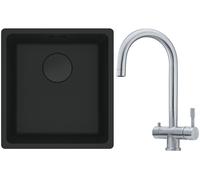 Conjunto grifo de cocina Franke Eos 120.0179.979, fregadero de granito Franke Maris 125.0697.760
