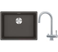 Conjunto grifo de cocina Franke Eos 120.0179.979, fregadero de granito Franke Maris 125.0714.195