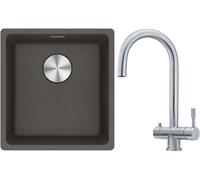 Conjunto grifo de cocina Franke Eos 120.0179.979, fregadero de granito Franke Maris 125.0716.374