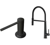 Conjunto grifo de cocina Franke Icon Semi-Pro 115.0690.598, dispensador de líquidos Franke Comfort 112.0753.277