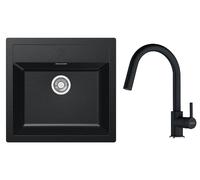 Conjunto grifo de cocina Franke Lina 115.0626.055, fregadero Tectonite Franke Sirius 114.0205.049