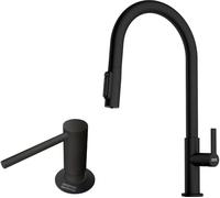Conjunto grifo de cocina Franke Maris Slim Clear Water J Pull-Out 120.0730.911, dispensador de líquidos Franke Comfort 112.0753.277