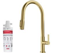 Conjunto grifo de cocina Franke Maris Slim Clear Water J Pull-Out 120.0736.601, filtro para fregadero Franke Pro M Connect 150.0752.886