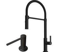 Conjunto grifo de cocina Franke Maris Slim Semi-Pro 115.0728.396, dispensador de líquidos Franke Comfort 112.0753.277
