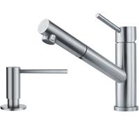 Conjunto grifo de cocina Franke Orbit 115.0569.461, dispensador de líquidos Franke Atlas 112.0717.084