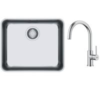 Conjunto grifo de cocina Franke Smart Glenda 115.0747.473, fregadero de acero Franke Aton 122.0204.649