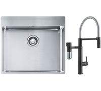 Conjunto grifo de cocina Franke Vital Semi-Pro 120.0621.313, fregadero de acero Franke Box 127.0369.295