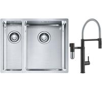 Conjunto grifo de cocina Franke Vital Semi-Pro 120.0621.313, fregadero de acero Franke Box 127.0369.916