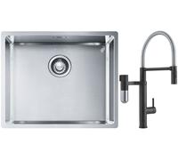 Conjunto grifo de cocina Franke Vital Semi-Pro 120.0621.313, fregadero de acero Franke Box 127.0453.656