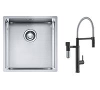 Conjunto grifo de cocina Franke Vital Semi-Pro 120.0621.313, fregadero de acero Franke Box 127.0453.654