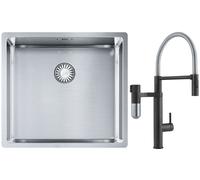 Conjunto grifo de cocina Franke Vital Semi-Pro 120.0621.313, fregadero de acero Franke Box 127.0453.655