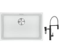 Conjunto grifo de cocina Franke Vital Semi-Pro 120.0621.313, fregadero de granito Franke Maris 125.0686.727