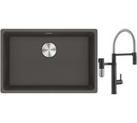 Conjunto grifo de cocina Franke Vital Semi-Pro 120.0621.313, fregadero de granito Franke Maris 125.0714.196