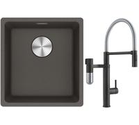 Conjunto grifo de cocina Franke Vital Semi-Pro 120.0621.313, fregadero de granito Franke Maris 125.0716.374