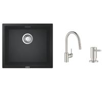Conjunto grifo de cocina Grohe Concetto 31483DC2, fregadero de granito Grohe K700 31653AP0, 40535DC0