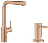 Conjunto grifo de cocina Grohe Essence 30270DL0, dispensador de líquidos Grohe Cosmopolitan 40535DL0