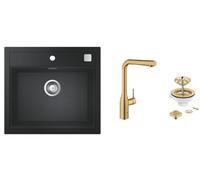 Conjunto grifo de cocina Grohe Essence 30270GN0, fregadero de granito Grohe K700 31651AP0, 40400GN0