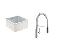 Conjunto grifo de cocina Grohe Get 30361000, fregadero de acero Grohe K700 31578SD1