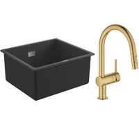 Conjunto grifo de cocina Grohe Minta 32321GN2, fregadero de granito Grohe K700 31653AP0