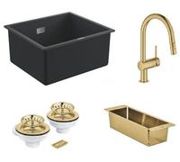 Conjunto grifo de cocina Grohe Minta 32321GN2, fregadero de granito Grohe K700 31653AP0, 40852GN0, 40997GN0