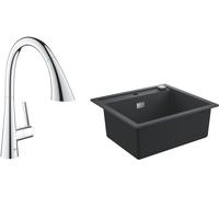 Conjunto grifo de cocina Grohe Zedra 32294002, fregadero de granito Grohe K700 31651AP0