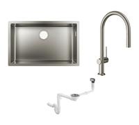 Conjunto grifo de cocina Hansgrohe Talis M54 72803800, fregadero de acero Hansgrohe S 71 43428800, 43921800
