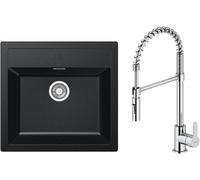 Conjunto grifo de cocina Oltens Duf 35203100, fregadero Tectonite Franke Sirius 114.0205.049