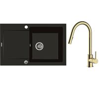 Conjunto grifo de cocina Oltens Litla 35204800, fregadero de granito Oltens Gravan 72100300