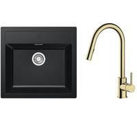 Conjunto grifo de cocina Oltens Litla 35204800, fregadero Tectonite Franke Sirius 114.0205.049