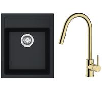 Conjunto grifo de cocina Oltens Litla 35204800, fregadero Tectonite Franke Sirius 114.0496.104
