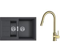 Conjunto grifo de cocina Oltens Litla 35204800, fregadero Tectonite Franke Sirius 2.0 143.0618.687