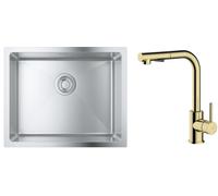 Conjunto grifo de cocina Oltens Myvat 35205800, fregadero de acero Grohe K700 31574SD1