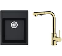Conjunto grifo de cocina Oltens Myvat 35205800, fregadero Tectonite Franke Sirius 114.0496.104