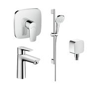 Conjunto grifo para lavabo Hansgrohe Talis E 71710000, grifo para ducha Hansgrohe Talis E 71765000, 26582400, 26457000