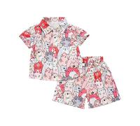 Conjunto Hawaiano Niño Camisa Hawaiana y Pantalones Cortos Coco Árbol Imprimir Verano Trajes de Manga Corta Niños Botón Abajo Camisas Conjunto de 2 Piezas para Vacaciones en la Playa