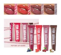 Conjunto Hidratación Labial: Sabor Afrutado 4x Glitter Glohing Plumping Lip Lip Oil | Labio Alto Peso Y Acabado Transparente Alto Peso Brillante