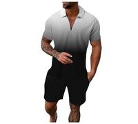 Conjunto Hombre Corto Deporte Chándal Hombre Completo Chandal 2 Piezas Camisa Polo Manga Corta Y Pantalones Cortos Traje De Playa Cómodo Ligera Transpirable Para Fútbol Baloncesto Tenis Jogging
