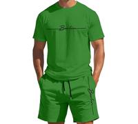 Conjunto Hombre Verano Camiseta con Un Discreto Estampado De Abecedario Y Pantalones Cortos Lisos Conjunto Básico Y Fresco Ropa De Hombre Verano