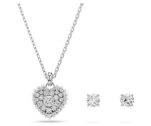 Conjunto Idyllia, Perla de cristal, Corazón, Blanco, Baño de rodio OS