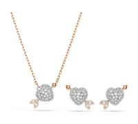 Conjunto Idyllia, Tallas mixtas, Corazón con flecha, Blanco, Acabado en oro rosa de 18 quilates OS