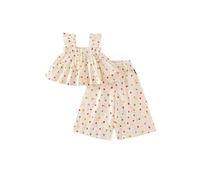 Conjunto Infantil de Dos Piezas para niña con pantalón Ancho y Top con Conjunto Primavera-Verano de Girls Outfits&Set (Beige, 4-5 Years)