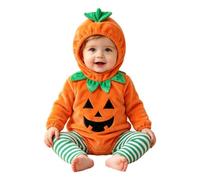 Conjunto Infantil de Halloween para niños: Mono con Capucha de Calabaza Naranja de Manga Larga y Pantalones Verdes a Juego, para bebé y niño pequeño, Disfraz Divertido y Suave.