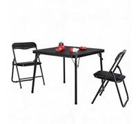 Conjunto Infantil De Mesa y 2 Sillas Plegables, Escritorio Para Niños Con Asientos Acolchados De PU, Estructura De Metal Resistente, Mesa De Actividades Para Jugar, Estudiar y Comer, Ahorro De Espacio