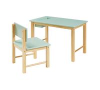 Conjunto infantil de mesa y silla skjåk pino mdf - natural / verde menta [en.casa]