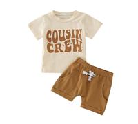 Conjunto infantil de verano de dos piezas con estampado de manga corta para niños pequeños conjunto de ropa cómodo y práctico para daily wear Dulzura que se Siente al Tacto desde el Primer Uso