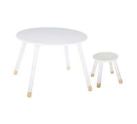 Conjunto infantil muebles dormitorio para niños pack douceur mesa + taburete color blanco