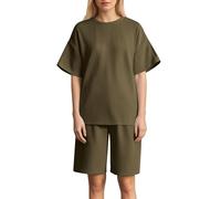 Conjunto informal de verano a con cuello redondo para mujer Mallas Deportivas Mujer Bolsillos Pantalones Mujer Fitness