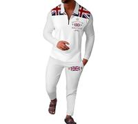 Conjunto informal holgado de manga larga con solapa y cremallera para hombr | Traje Graduación Hombre Gris Granate Blancos Celeste Nochevieja Económicos Debajo Especiales Pantalones Cuerpo Bordo