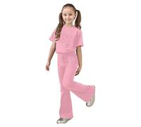 Conjunto Informal para Niña con Top de Manga Corta y Pantalón Largo Estampado para Uso Diario Cómodo (9-10 Years)